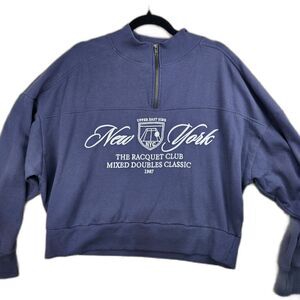 Aeropostale New York Racquet Club Quarter-Zip Sweatshirt Blue Women's Size XL